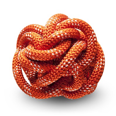 Intertwined ball of colorful nylon cord